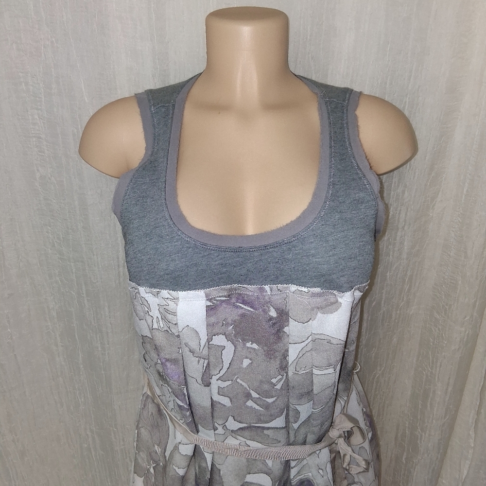 Simply Vera Vera Wang Women Size M Gray and White Floral Midi Dress - Picture 3 of 16